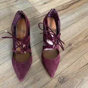 Saks Fifthe Avenue Burgundy Suede Heels, Sz 10